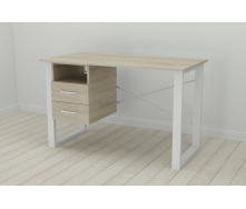 Письменный стол с ящиками Ferrum-decor Оскар 750x1200x600 металл Белый ДСП Сонома 16 мм (OSK0011)