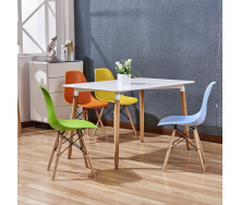 Комплект кухонный: Стол обеденный Нури SDM прямоугольный 120х80 см, белый + 4 Разноцветных стула Тауэр Вуд SDM, пластик (hub_prxlps)