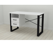 Письмовий стіл із ящиками Ferrum-decor Оскар 750x1200x700 метал Чорний ДСП Біле 16 мм (OSK0043)
