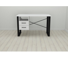 Письмовий стіл із ящиками Ferrum-decor Оскар 750x1400x700 метал Чорний ДСП Біле 16 мм (OSK0064)
