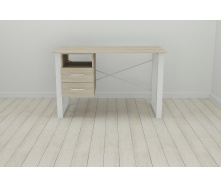 Письменный стол с ящиками Ferrum-decor Оскар 750x1400x600 металл Белый ДСП Сонома 16 мм (OSK0032)