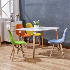 Комплект кухонный: Стол обеденный Нури SDM прямоугольный 120х80 см, белый + 4 Разноцветных стула Тауэр Вуд SDM, пластик (hub_prxlps) Кропивницкий