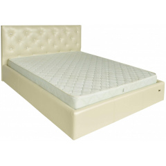 Ліжко Richman Брістоль VIP 140 х 190 см Мадрас Перламутр 3 White З додатковою металевою цільнозварною рамою С1 Біла Лубни