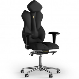 Кресло KULIK SYSTEM ROYAL Экокожа с подголовником без строчки Черный (5-901-BS-MC-0201)