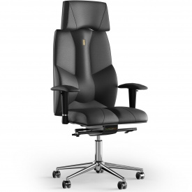 Кресло KULIK SYSTEM BUSINESS Кожа с подголовником без строчки Черный (6-901-BS-MC-0101)