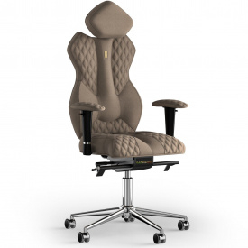 Кресло KULIK SYSTEM ROYAL Ткань с подголовником со строчкой Карамельный (5-901-WS-MC-0502)
