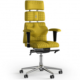 Кресло KULIK SYSTEM PYRAMID Экокожа с подголовником со строчкой Желтый (9-901-WS-MC-0211)