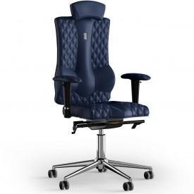 Кресло KULIK SYSTEM ELEGANCE Экокожа с подголовником со строчкой Темно-синий (10-901-WS-MC-0213)