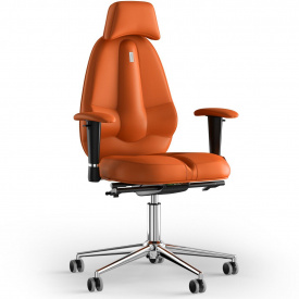 Кресло KULIK SYSTEM CLASSIC Экокожа с подголовником без строчки Оранжевый (12-901-BS-MC-0210)