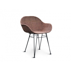 Плетене крісло Нікі Нуово з натурального ротангу на металевій основі коричневого кольору CRUZO ok48211