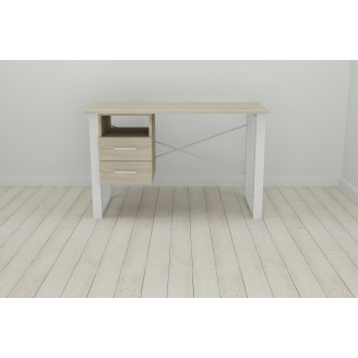 Письменный стол с ящиками Ferrum-decor Оскар 750x1400x600 металл Белый ДСП Сонома 16 мм (OSK0032)