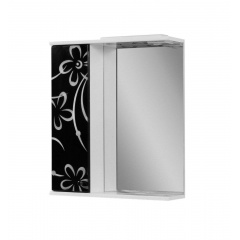 Зеркало для ванной комнаты черно-белая ромашка 60 левое с подсветкой ПиК Виноградов