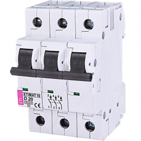 Автоматичний вимикач ETIMAT 10 3p D 20A ETI