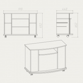 Тумба под ТВ Компанит NEW Америка 910x650x440 титан