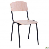 Шкільний стілець Учнівський АМФ №6 тверде сидіння фанера металеві ніжки чорного кольору