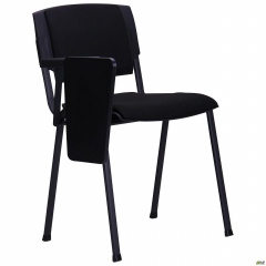 Конференц-стілець АМФ Призма з відкидним столиком і підлокітником м'яке сидіння-А чорне-01 Рівне