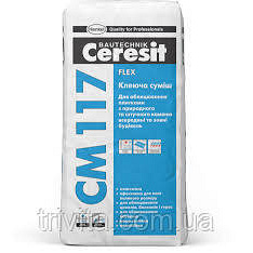 СМ 117 Flex Ceresit Эластичный клей для фасадной плитки, керамогранита и облицовочного камня 25кг