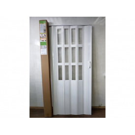 Двері гармошка напівзасклені білий ясен 102х203см.