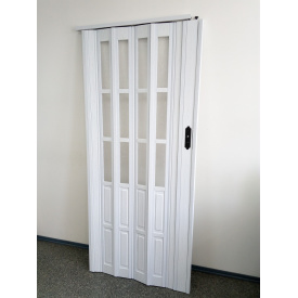 Двері гармошка розсувні напівзасклені, білий ясен 860х2030х10мм