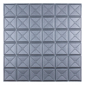 Самоклеюча декоративна 3D панель квадрат срібло 700x700x8 мм