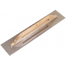 Терка - гладилка Polax з дерев'яною ручкою та нержавіючим полотном гладка 125х580 мм (100-094)