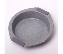 Форма для выпечки круглая Kamille d-28,5 х 26,5 х 6 см. из углеродистой стали серый мрамор КМ-6034А