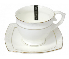 Чашка з блюдцем 90 мл кругла фарфорова біла Снігова королева Interos 506707-A-90
