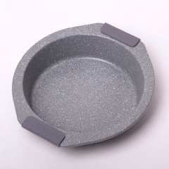 Форма для випікання кругла Kamille d-28,5 х 26,5 х 6 см. із вуглецевої сталі сірий мармур КМ-6034А Ужгород