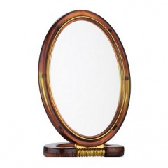 Зеркало настольное двухстороннее 12,2 х 8,3 см пластиковое коричневое Mirror 430-5 Львов