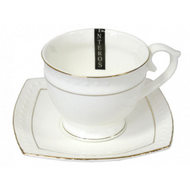 Чашка з блюдцем 90 мл кругла фарфорова біла Снігова королева Interos 506707-A-90