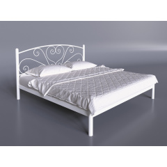 Двуспальная кровать Карисса Tenero белая с изголовьем на невысоких ножках металлическая 160х200 Черкассы