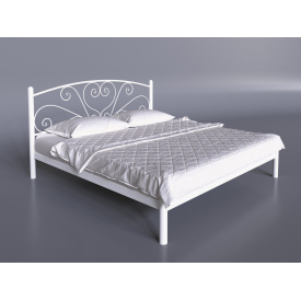 Двуспальная кровать Карисса Tenero белая с изголовьем на невысоких ножках металлическая 160х200