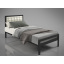 Кровать односпальная Герань Тенеро 80х200 см металлическая черная с мягким изголовьем белый кожзам Полтава