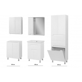 Комплект мебели для ванной комнаты Симетри 60 белый с умывальником Комо 60 + пенал,комод,шкаф навесной