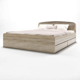 Двуспальная кровать Эверест Астория с двумя ящиками 160х200 см сонома + трюфель (EVR-2489)
