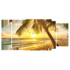 Настінний годинник Декор Карпати s447T Захід сонця на пляжі (YfQn27544) Свеса