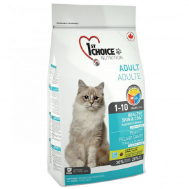 Сухой супер премиум корм для котов 1st Choice Adult Healthy Skin&Coat лосось 10 кг (65672262903)