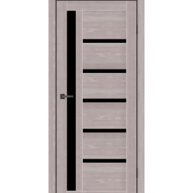 Дверное полотно MS Doors ORLEAN 90см дуб серый черное стекло сатин