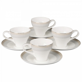 Набор кофейных чашек с блюдцами Lora Белый H15-015 120ml