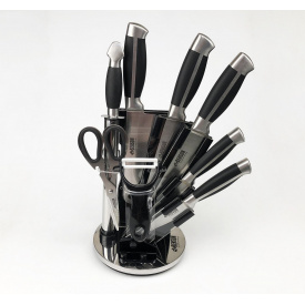 Набор кухонных ножей с подставкой Benson BN-401 9 предметов Черный