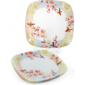 Набор Bona 6 стеклянных тарелок Цветущая вишня 30х30см подставные тарелки DP40063