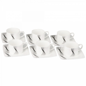 Набор чайных чашек с блюдцами Lora Белый H15-005 220ml