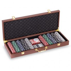 Набор для покера в кожзам чемодане SP-Sport PK500L на 500 фишек с номиналом