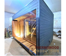 Модульна лазня 4,0х2,7м з панорамним вікном Gartensauna-24 від Thermowood Production під ключ від виробника