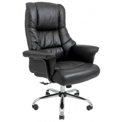 Директорское кресло Richman Конгрес хром кожанное черное для руководителя в офис Ровно