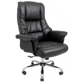 Директорское кресло Richman Конгрес хром кожанное черное для руководителя в офис