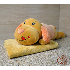 Плед - мягкая игрушка 3 в 1 (Собака рыжая в кофте) Киев