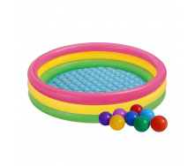 Детский надувной бассейн Intex 57412-1 Радужный 114 х 25 см с шариками 10 шт