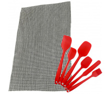 Антипригарный коврик-сетка для BBQ 40х33 см и Набор кухонных принадлежностей 6 в 1 Red (n-1208)