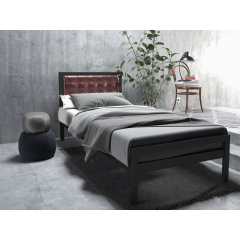 Металлическая кровать Герань мини Tenero черный бархат/коричневый 800х1900 Сумы
